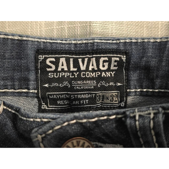 Men's Salvage Jeans 31x32 Dark Wash Blue‎ - Picture 4 of 7